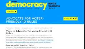 
							         Advocate for Voter-Friendly ID Rules - Democracy NC								  
							    