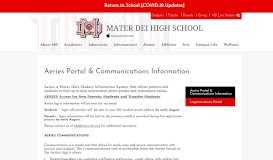 
							         Aeries Portal & Communications Information - Mater Dei								  
							    