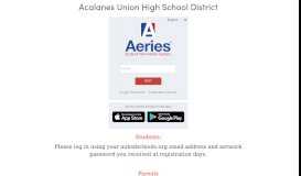 
							         Aeries: Portals - Acalanes Union High School District								  
							    