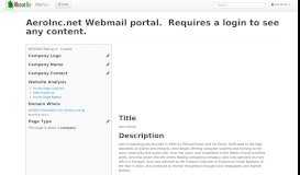 
							         AeroInc.net Webmail portal. Requires a login to see any content ...								  
							    