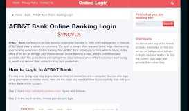 
							         AFB&T Bank Online Banking Login | Sign In								  
							    