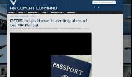 
							         AFOSI helps those traveling abroad via AF Portal > Air Combat ...								  
							    