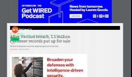 
							         After Verizon breach, 1.5 million customer records put up for sale | Ars ...								  
							    