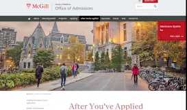 
							         After You've Applied | Office of Admissions - McGill University								  
							    