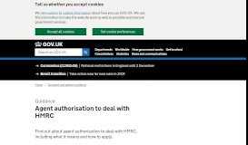 
							         Agent authorisation to deal with HMRC - GOV.UK								  
							    
