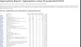 
							         Aggregation Report: Aggregation using AS prepended ... - BGP Reports								  
							    