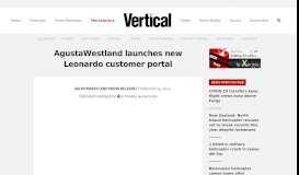 
							         AgustaWestland launches new Leonardo customer portal - Vertical ...								  
							    