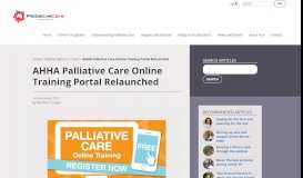 
							         AHHA Palliative Care Online Training Portal Relaunched - Palliative ...								  
							    