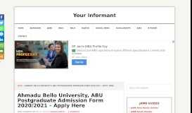 
							         Ahmadu Bello University, ABU Postgraduate Admission Form 2018 ...								  
							    