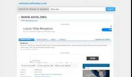 
							         ahss.org at Website Informer. Redirect. Visit Ahss.								  
							    