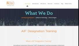 
							         AIF® Designation Training | Fi360								  
							    