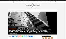 
							         AIG Full-Time Analyst Program | AlphaGamma								  
							    