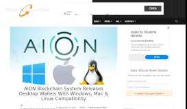 
							         AION Blockchain System Releases Desktop Wallets With Windows ...								  
							    