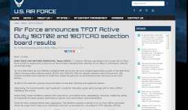 
							         Air Force announces TFOT Active Duty 18OT02 and 18OTCAD ...								  
							    