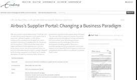 
							         Airbus's Supplier Portal: changing a business paradigm								  
							    