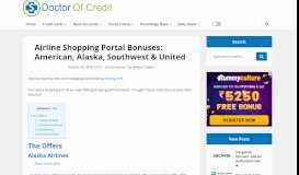 
							         Airline Shopping Portal Bonuses: American, Alaska, Southwest ...								  
							    