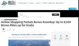 
							         Airline Shopping Portals Bonus Roundup: Up to 8,500 Bonus Miles up ...								  
							    