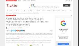 
							         Airtel launches Online Account Management & Itemized billing for Pre ...								  
							    