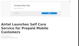 
							         Airtel Launches Self Care Service for Prepaid Mobile Customers								  
							    