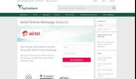 
							         Airtel Online Recharge Offers, Cashback & Coupons | TopCashback								  
							    