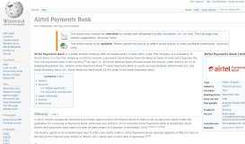 
							         Airtel Payments Bank - Wikipedia								  
							    