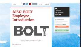 
							         AISD: BOLT Employee - Introduction | Smore Newsletters								  
							    