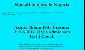 
							         Akanu Ibiam Poly Unwana 2017/2018 HND Admission List | Check ...								  
							    