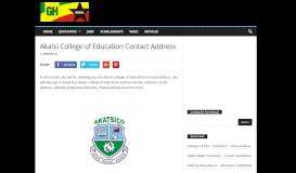 
							         Akatsi College of Education Contact Address | GH Students								  
							    