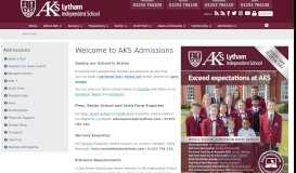 
							         AKS Lytham > Admissions								  
							    