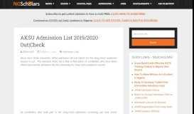 
							         AKSU Admission List 2018/2019 [1st Batch] Out | Check - NGScholars								  
							    