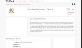 
							         Al-Qalam University, Katsina | Ranking & Review - uniRank								  
							    