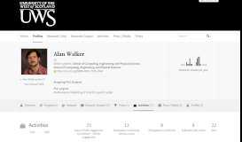 
							         Alan Walker – Activities — The UWS Academic Portal								  
							    