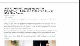 
							         Alaska Airlines Shopping Portal Promotion - Million Mile Secrets								  
							    