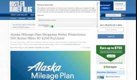 
							         Alaska Mileage Plan Shopping Portal Promotion: 400 Bonus Miles W ...								  
							    