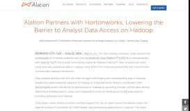 
							         Alation Partners with Hortonworks, Lowering the Barrier to Analyst ...								  
							    