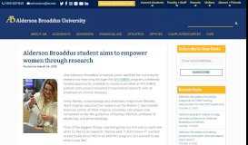
							         Alderson Broaddus student aims to empower women through research								  
							    