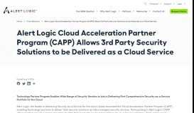 
							         Alert Logic Cloud Acceleration Partner Program (CAPP) Allows 3rd ...								  
							    