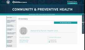 
							         Alexandria Parish Health Unit | Department of Health | State of Louisiana								  
							    