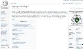 
							         Algonquin College - Wikipedia								  
							    