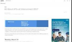 
							         All About APIs at Interconnect 2017 - API Connect - IBM Developer								  
							    