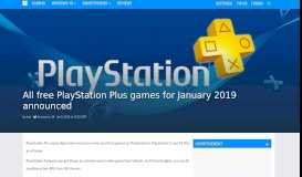 
							         All free PlayStation Plus games for January 2019 announced ...								  
							    