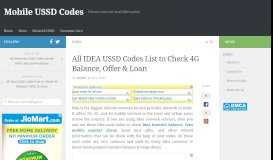 
							         All IDEA USSD Codes List to Check 4G Balance, Offer & Loan • Mobile ...								  
							    