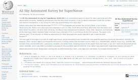 
							         All Sky Automated Survey for SuperNovae - Wikipedia								  
							    