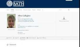 
							         Allen Gallagher – Network — the University of Bath's research portal								  
							    