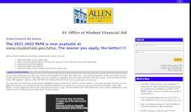 
							         (Allen University Student Financial Aid) Student Log In								  
							    