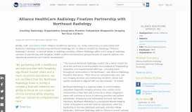 
							         Alliance HealthCare Radiology Finalizes Partnership with Northeast ...								  
							    