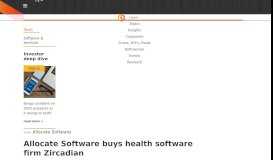 
							         Allocate Software buys health software firm Zircadian | LON:ALL								  
							    
