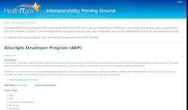 
							         Allscripts Developer Program (ADP) | Interoperability Proving Ground								  
							    