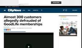 
							         Almost 300 customers allegedly defrauded of GoodLife memberships								  
							    