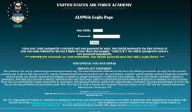 
							         ALOWEB login - United States Air Force Academy								  
							    